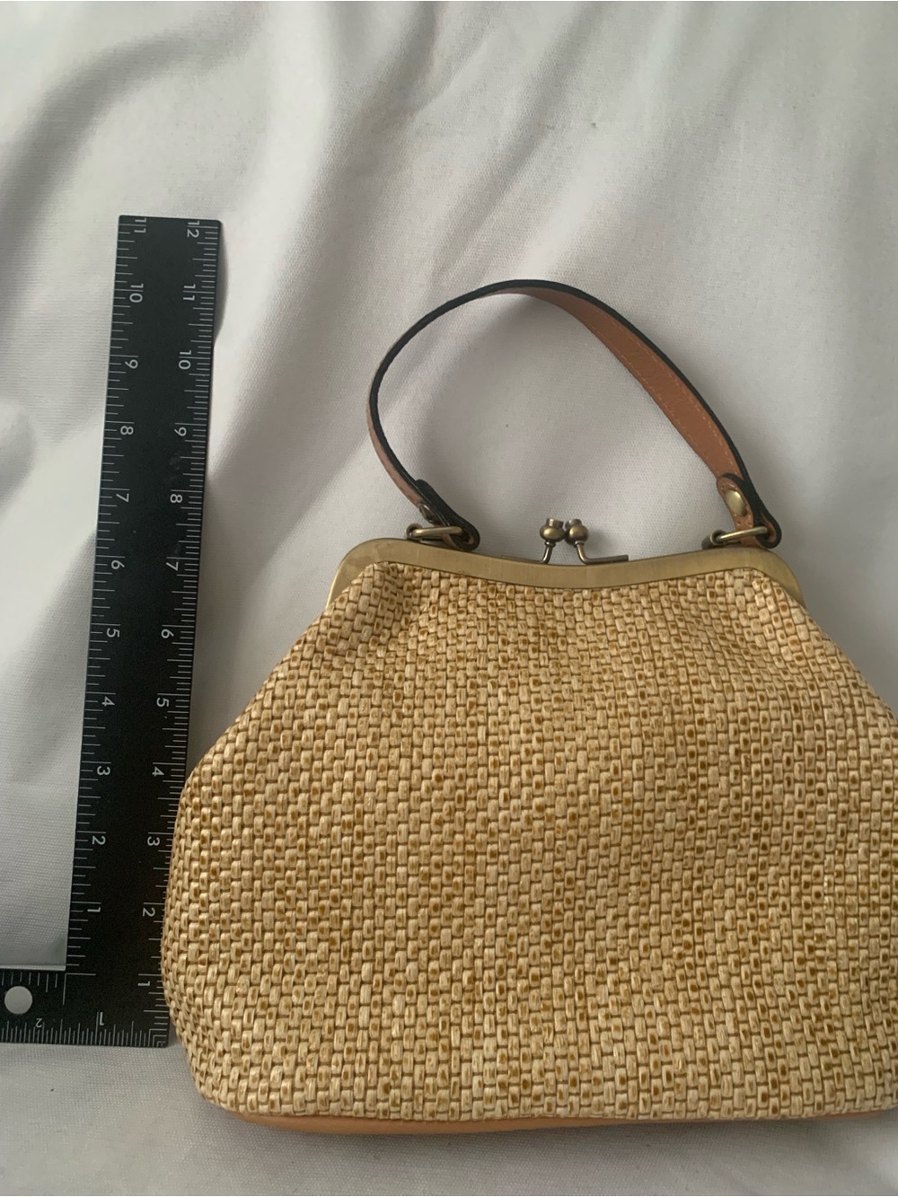 Patricia Nash Laureana Frame Satchel Straw Bag Rattan Style Clutch Pockets Scarf - Picture 11 of 11